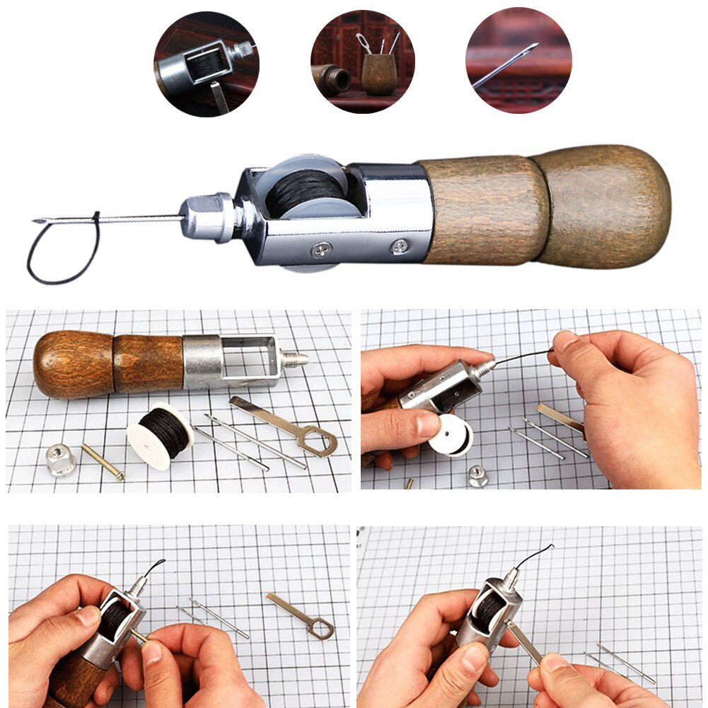 Leather Sewing Machine Manual DIY Luggage Wax Thread Needles Stitcher Leather image 8