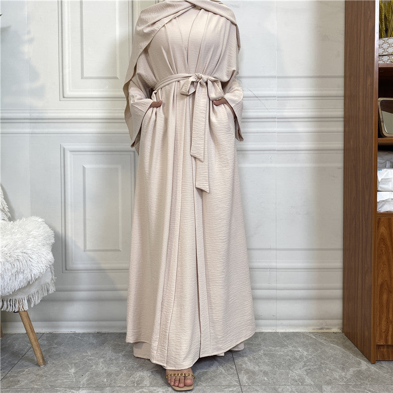 Modest Women Open Abaya Kaftan Dubai Turkey 2 Piece Muslim's Set Luxury Islam R image 4