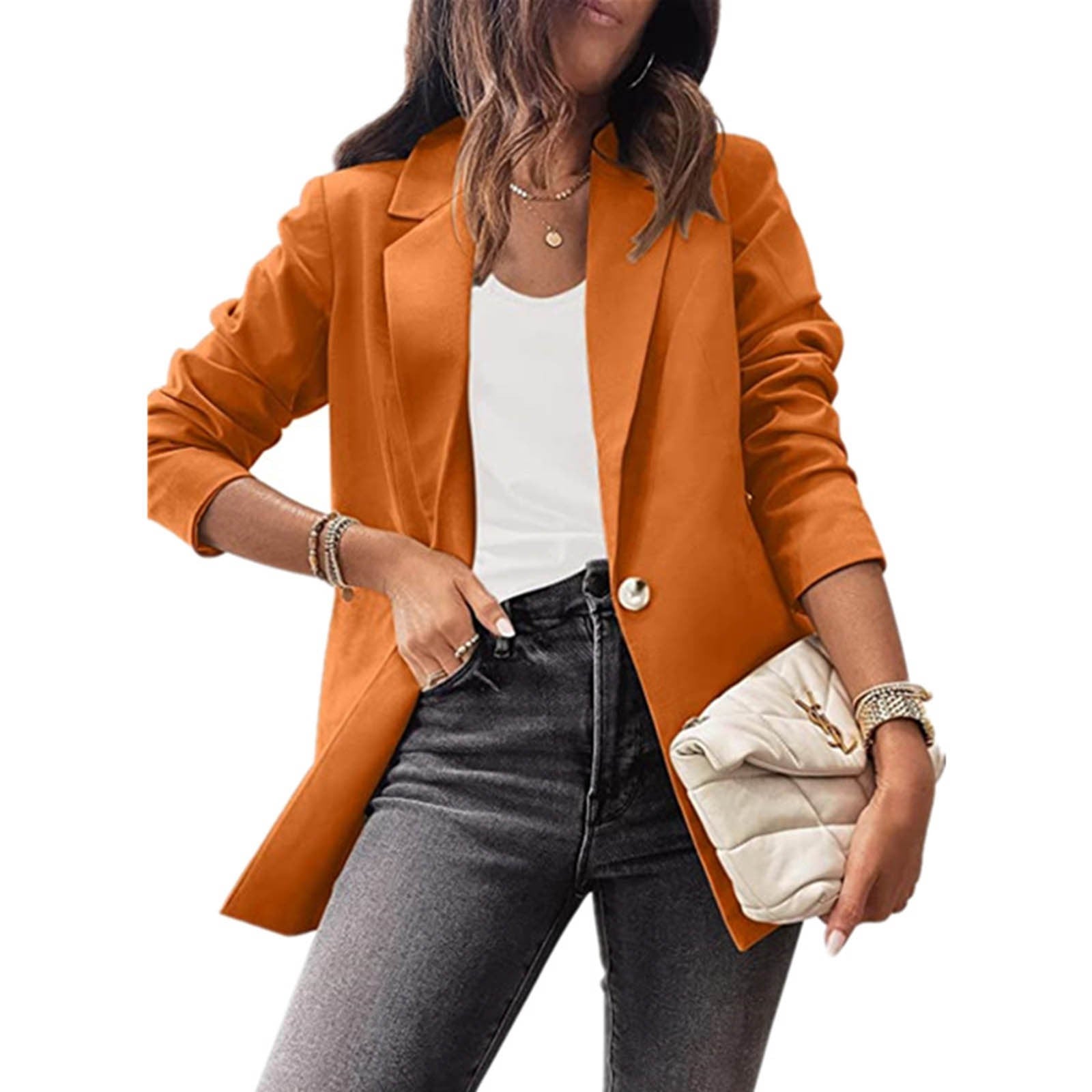 Women Autumn And  Winter Casual Suit Jackets Solid Color Long Sleeve Turn Down  image 5