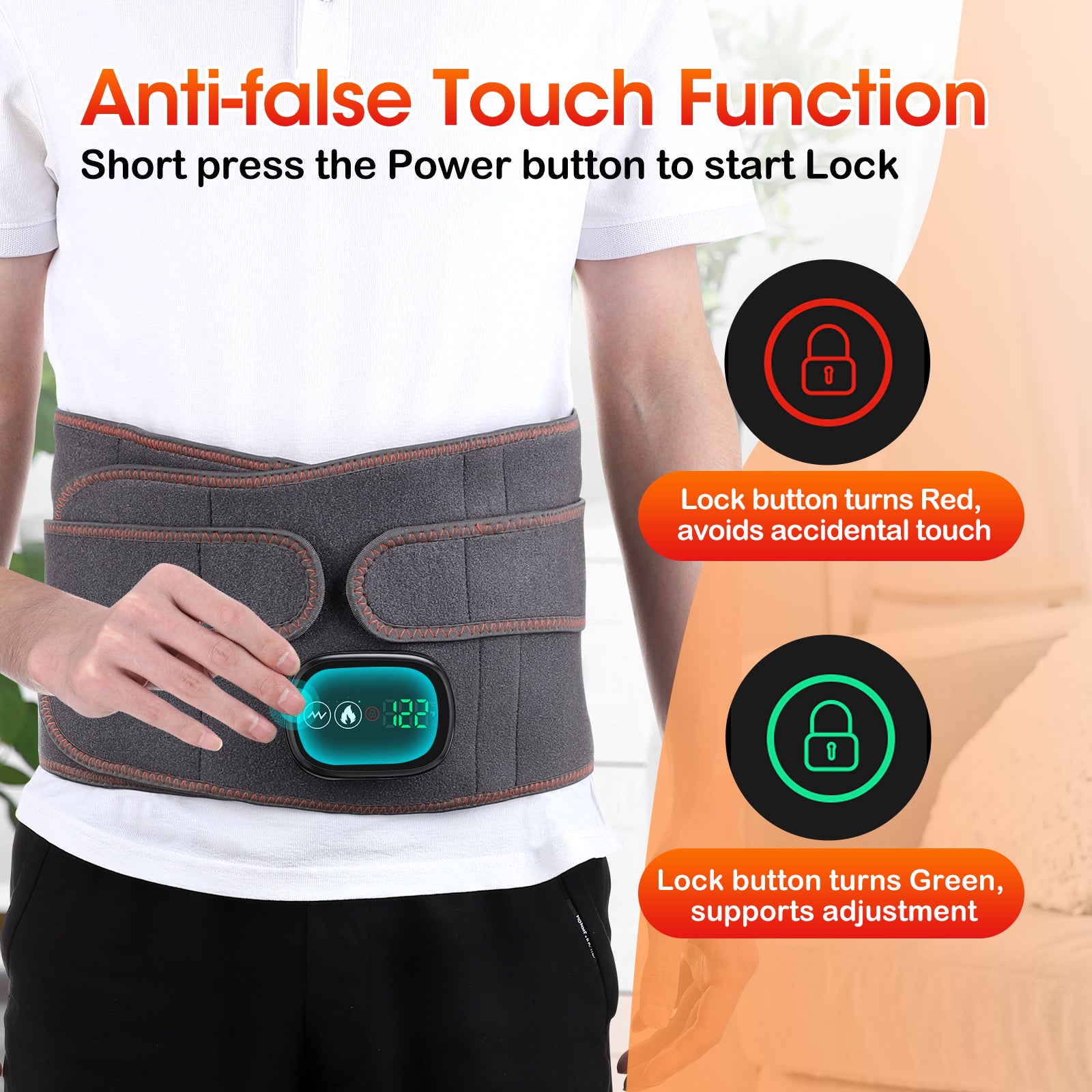 Electric Heating Belt Waist Massager Vibration Red Light Hot Compress Physiothe image 3