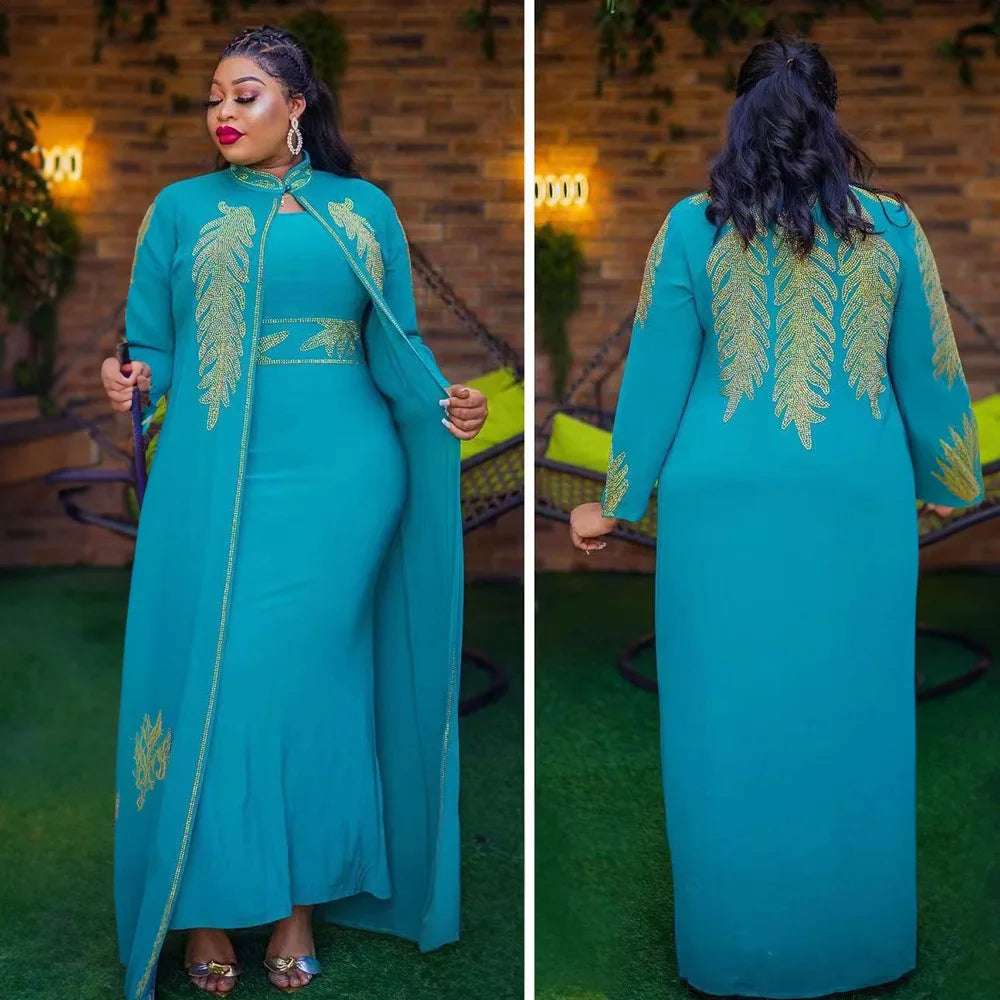 African Wedding Party Dresses for Women Spring Autumn African Long Sleeve Red B image 0
