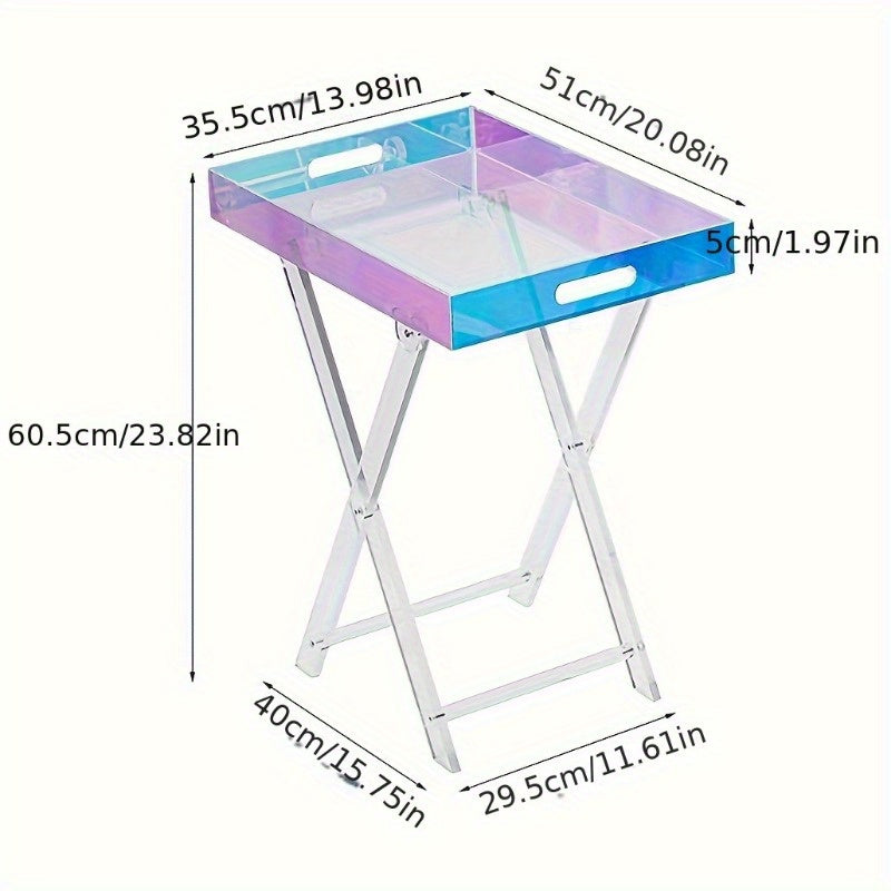 1pc Acrylic End Table, Nordic Simple Transparent Foldable Coffee Table, Multifu image 5