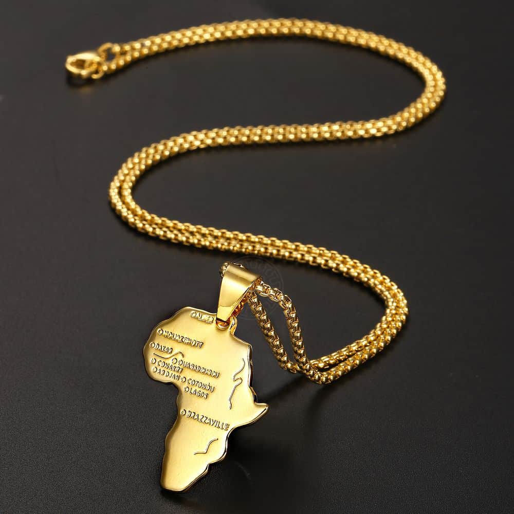 2pcs/set Letter Map Pendants Necklace Figaro Box Link Chain For Women Men Gold image 4