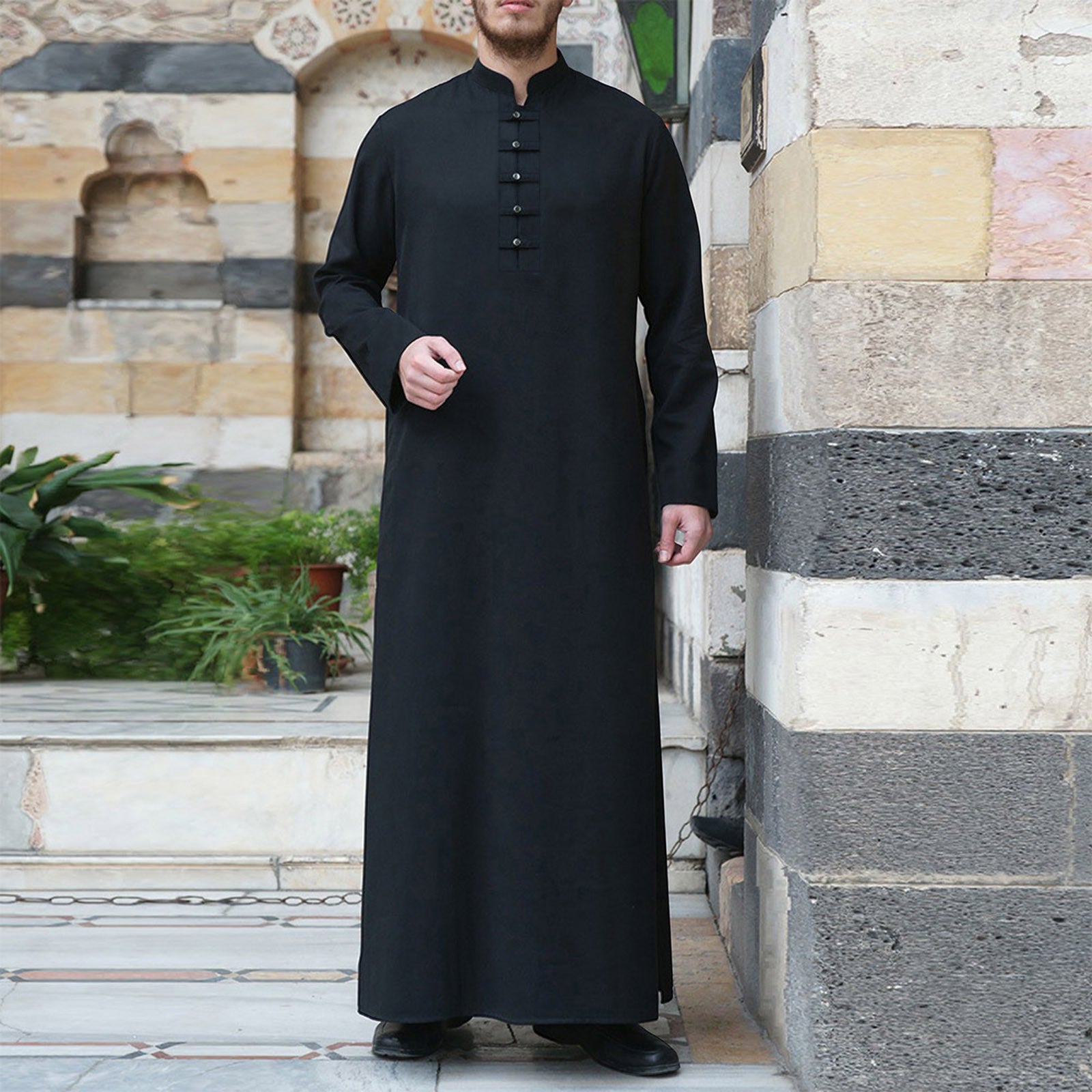 Muslim Robe Men Jubba Thobe Saudi Arabia Kaftan Pour Homme Musulman Abaya Qamis image 1