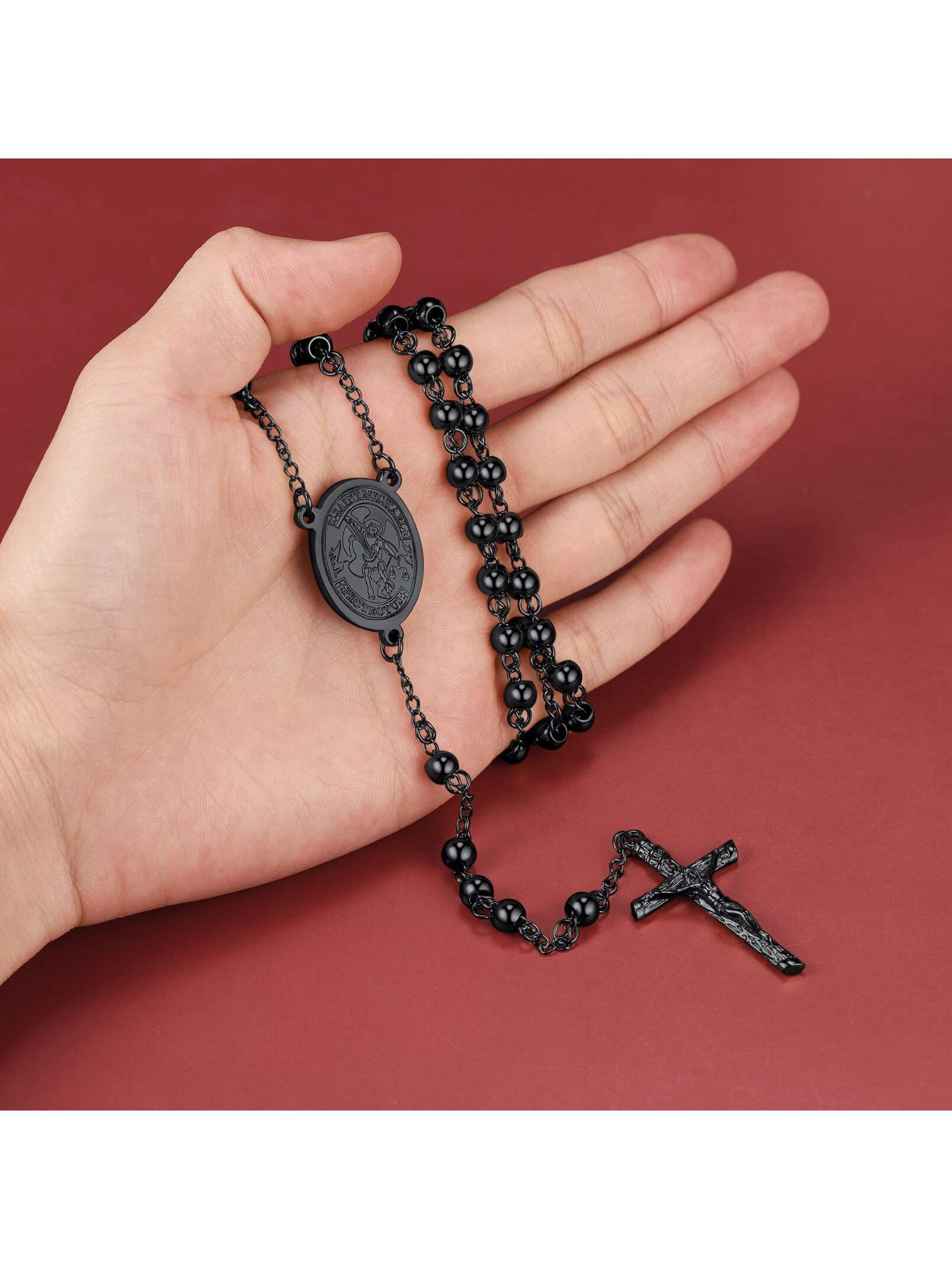 FaithHeart Women Christian Cross Pendant Necklace,Stainless Steel/Black/Gold Pr image 18