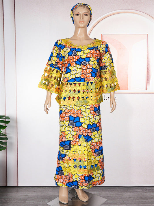 3XL 4XL Women Plus Size Clothing African Dashiki Print Wax Dress Wedding Party image 0