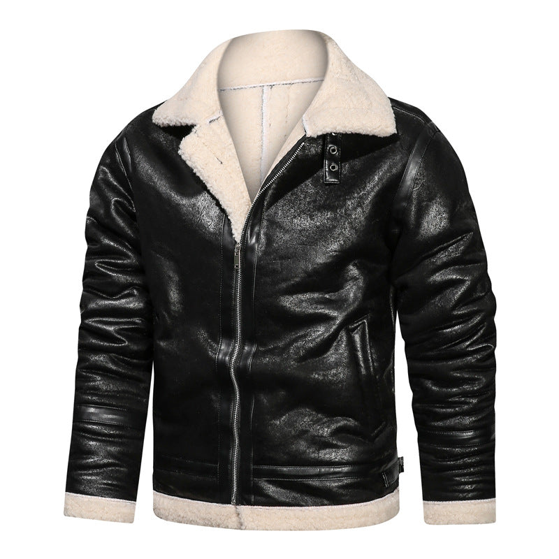 Winter Men's Leather Jacket Oversized Outerwear High Quality Retro Casual Coats image 4