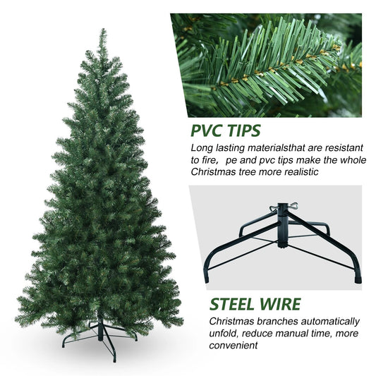4/5/6/7/7.5/8/9FT Flocked Christmas Tree Easy Assembly Artificial Holiday Xmas image 0