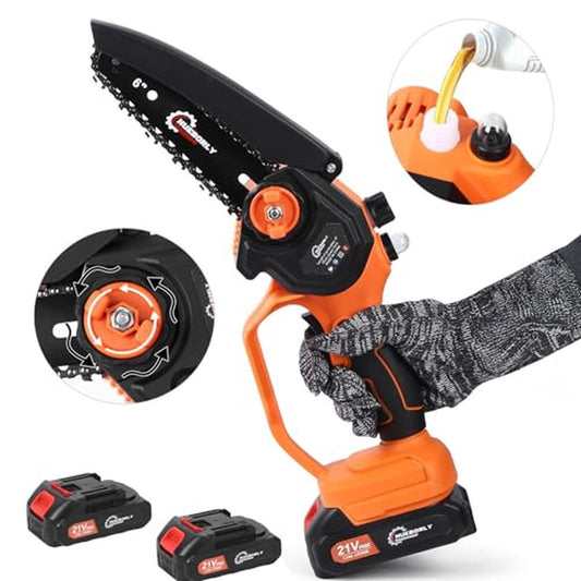 6 Inch Cordless Electric Chainsaw Tool with Tool-less Chain Tensioning and Self image 0