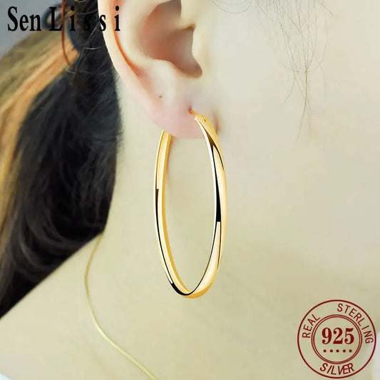 Senlissi - New 18K Gold Plated Hoop Earrings For Women 925 Sterling Silver  3.0 image 0