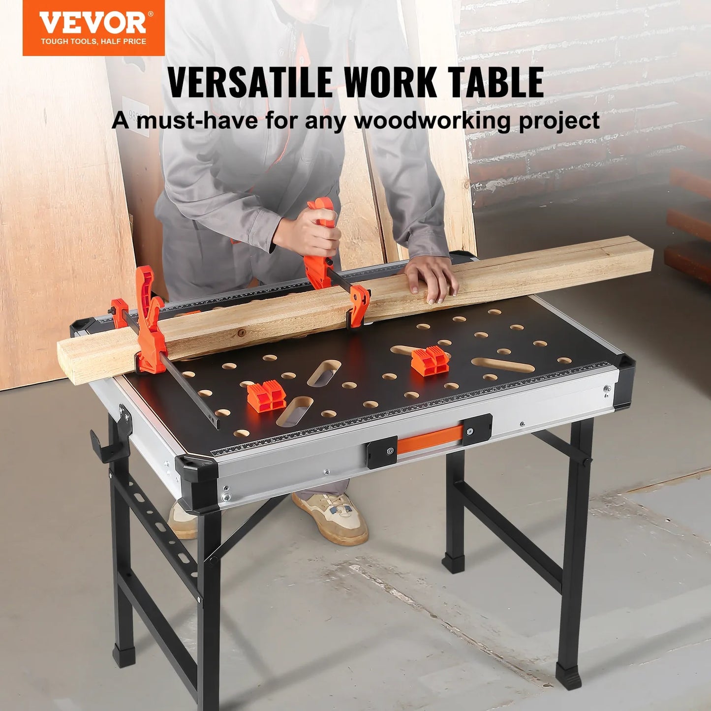 VEVOR Folding Work Table 1000LBS Load Capacity Multifuctional Portable Workbenc image 2