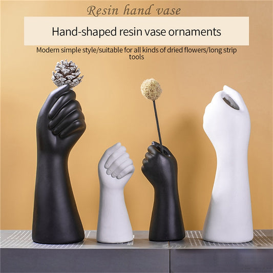 Room Decor Hand-shaped Vase Golden Hand Vase Flowers Modern Home Office Decor o image 0