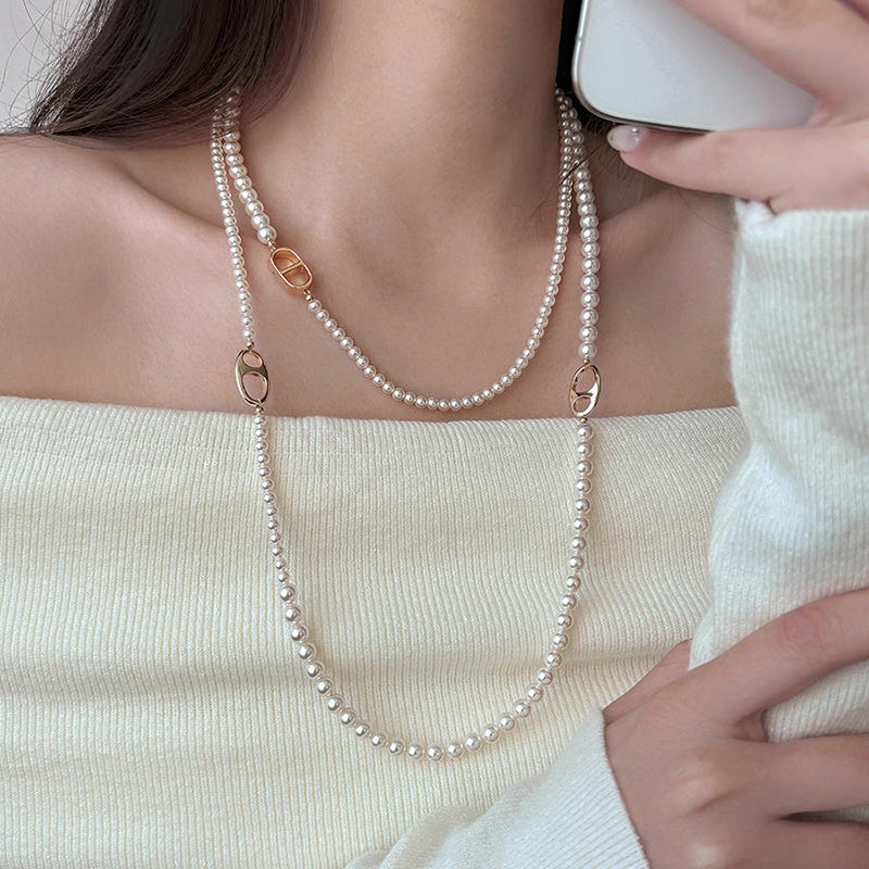 Golden pig nose freshwater pearl white pearl necklace k gold necklaces for wome image 3