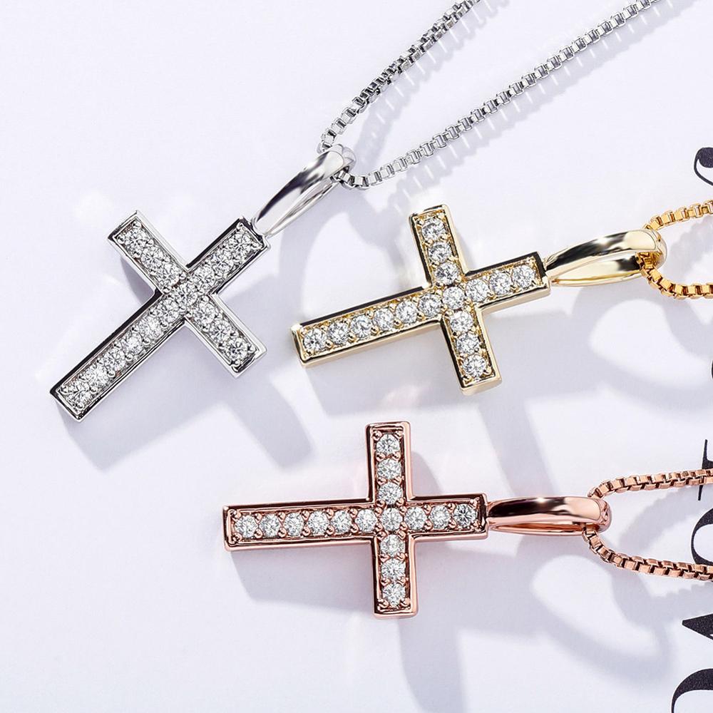 TOPGRILLZ 925 Sterling Silver Ice Zircon Cross Pendant Gold Silver Rose Gold image 3