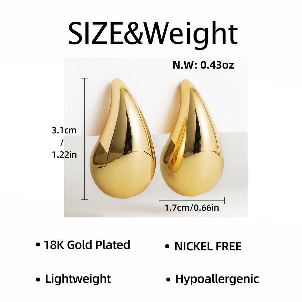 Vintage Gold Plated Chunky Dome Drop Earrings for Women Glossy Stainless Steel image 6