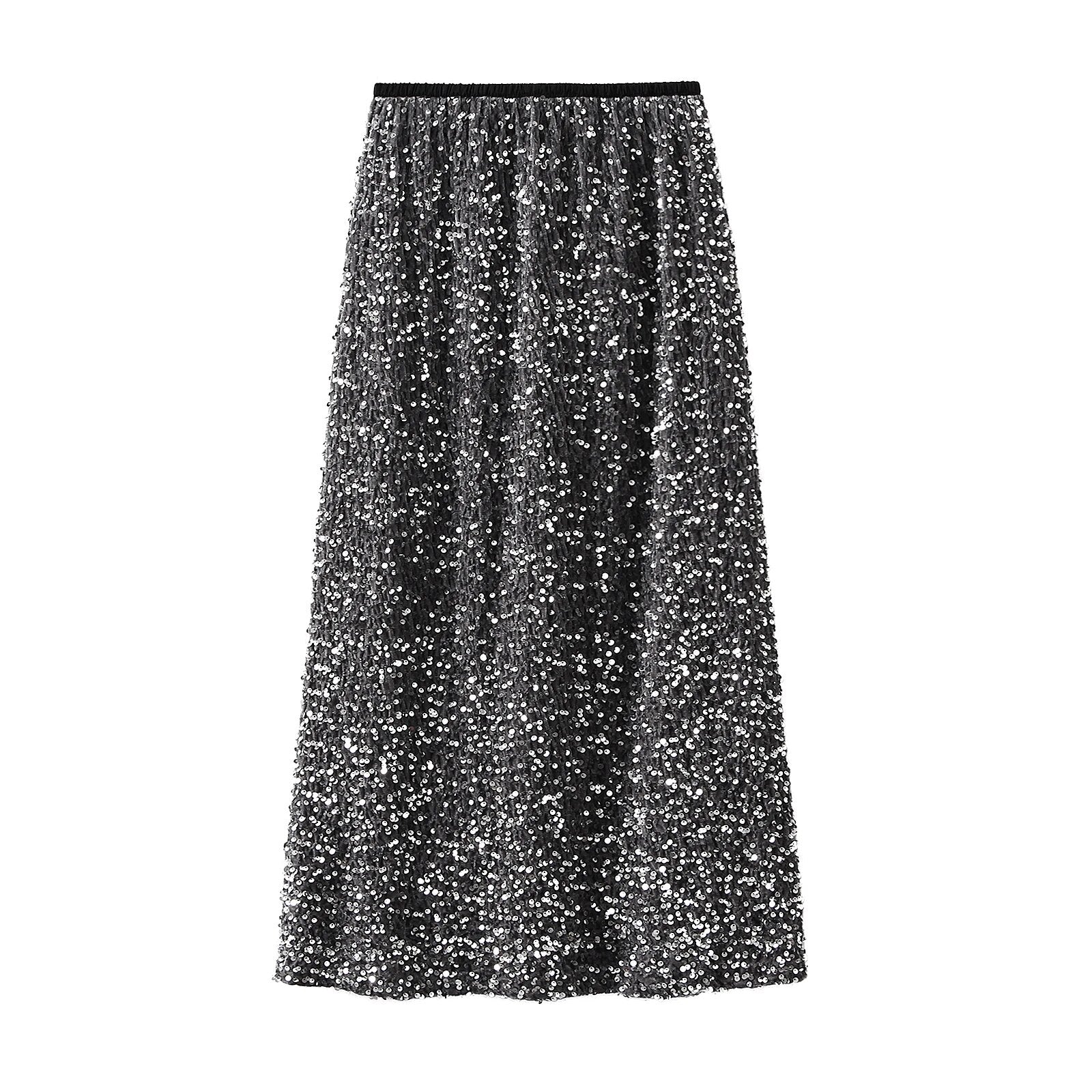 Women Elegant Shiny Sequined Long Skirt Summer Fall Elastic Waist Casual Skirts image 0