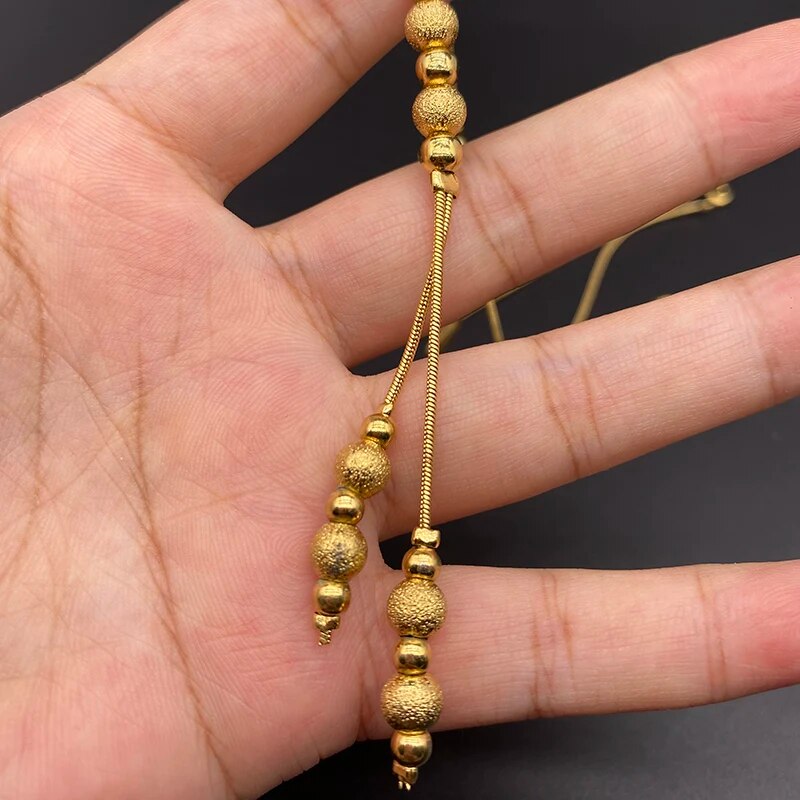Fashion Charms Ball Sets Gold Color,Small Beads Dubai Necklace Earrings for Wom image 18