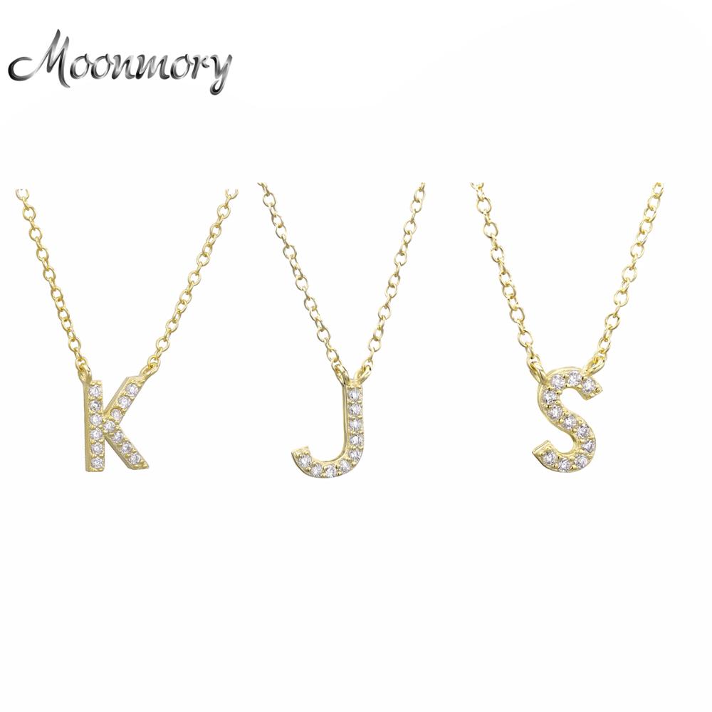 Moonmory 925 Sterling Silver Simple Gold Letter K J S Pendant Necklace For Wome image 3