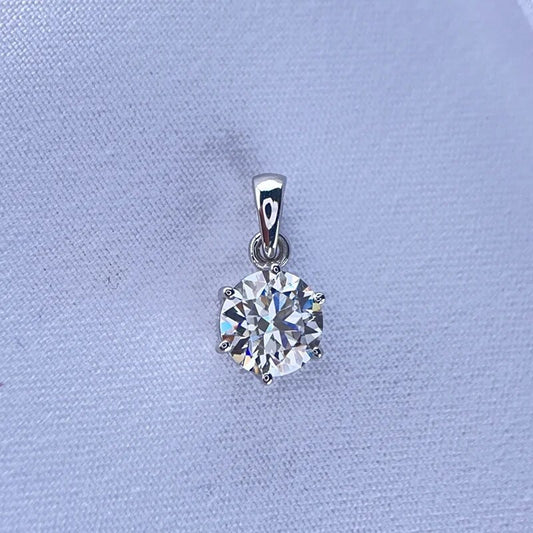Real 18K White Gold Pendant 1CT Moissanite Necklace 6.5MM VVS Lab Diamond Rose image 0