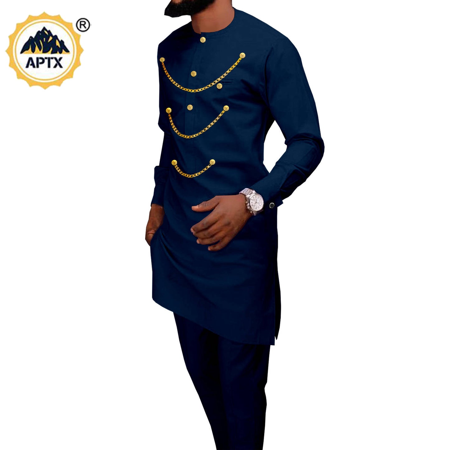 Dashiki African Slim Dresses for Women Matching Couple Outfits Men Chain Shirts image 0