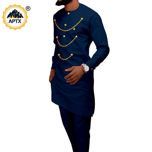 Dashiki African Slim Dresses for Women Matching Couple Outfits Men Chain Shirts image 0