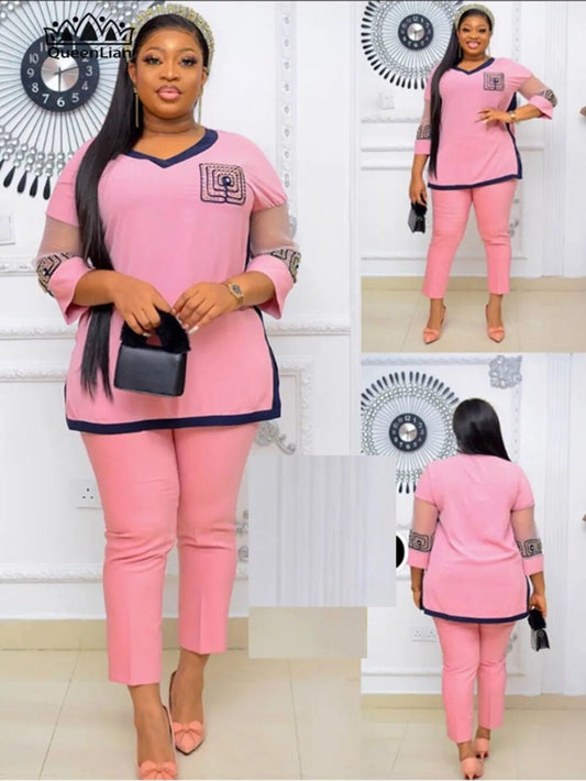 Stylish African Clothing: Women's Two-piece Set with Advanced Embroidery and Di image 0
