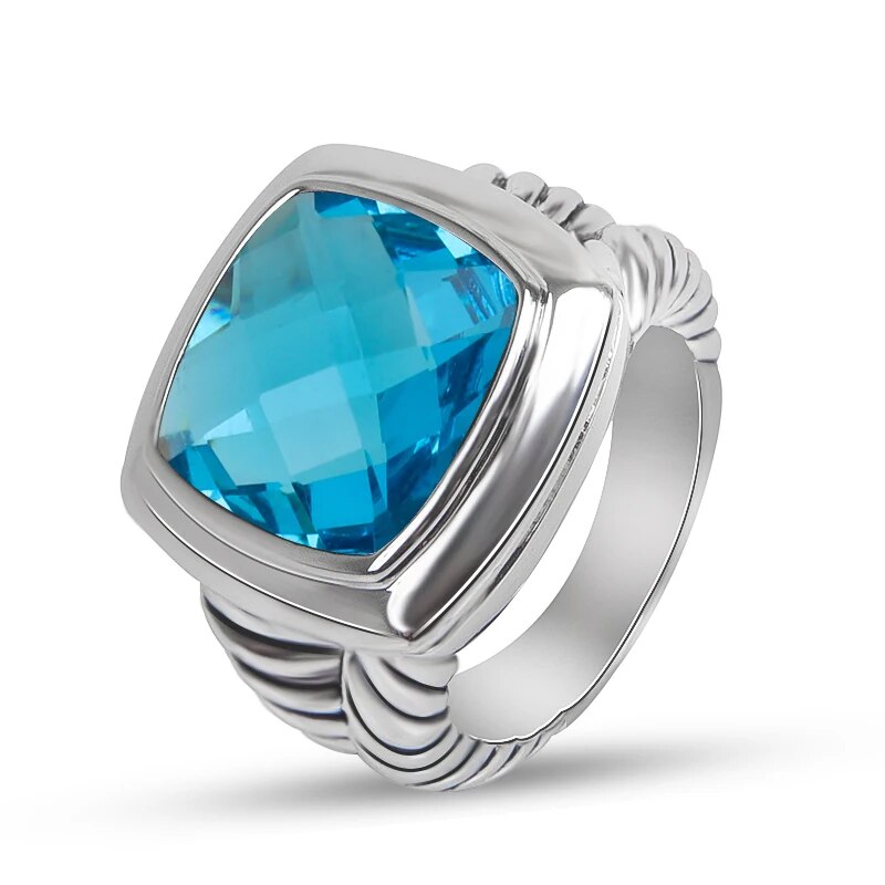 JADE ANGEL 14mm Cubic Zirconia Statement Ring for Women Men Fashion White Gold  image 2