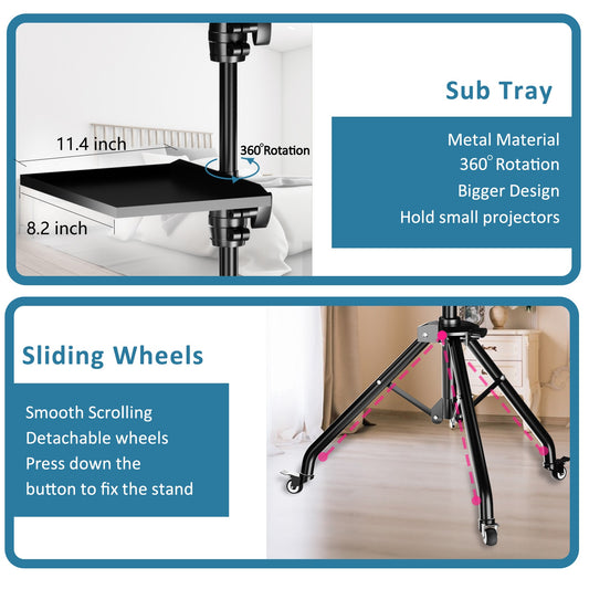 145cm Projector Tripod Stand Laptop Tripod Adjustable Height 23 to 63" Standing image 0