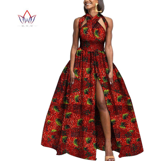 Fashion Robe Dresses Ankara Print African Dresses for Women Sleeveless Dashiki  image 0