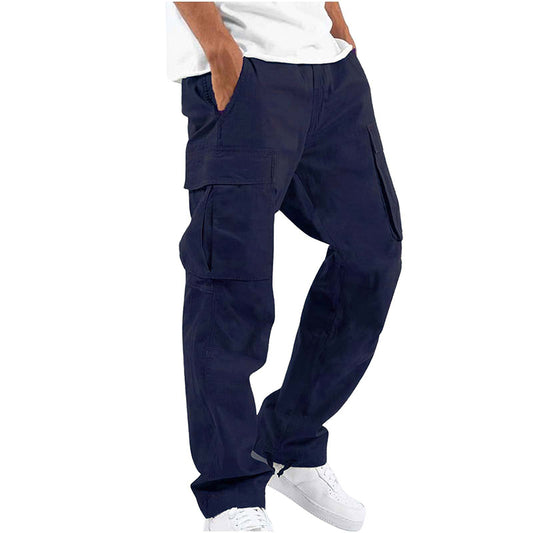 Men Cargo Pants Spring Summer Trousers Casual Pants Solid Color Trouser Male  L image 0