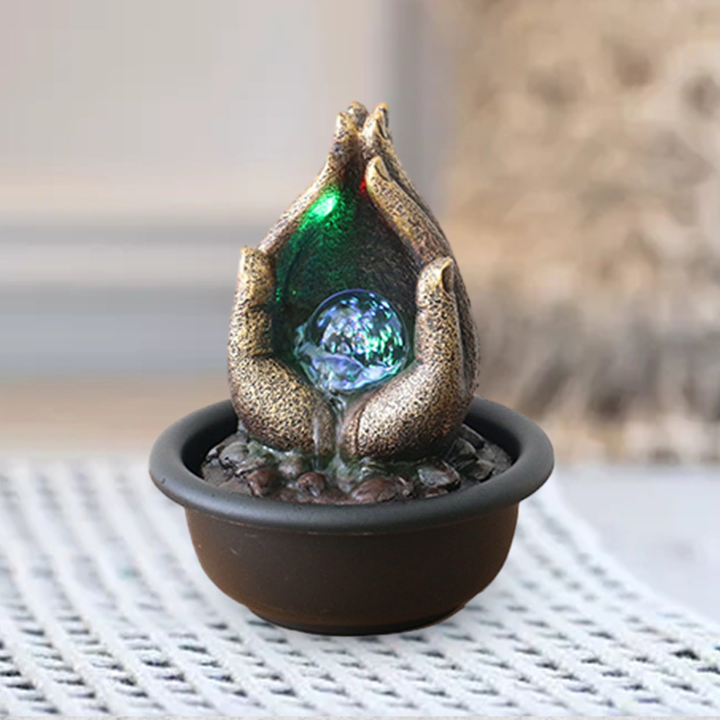 Feng Shui Tabletop Fountain EU 220V Adapter Stylish for Bedroom Decor Tabletop image 2