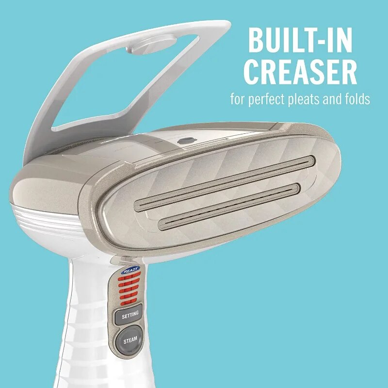 Handheld Garment Steamer for Fabric, Turbo ExtremeSteam 1875W, White/Champagne image 5