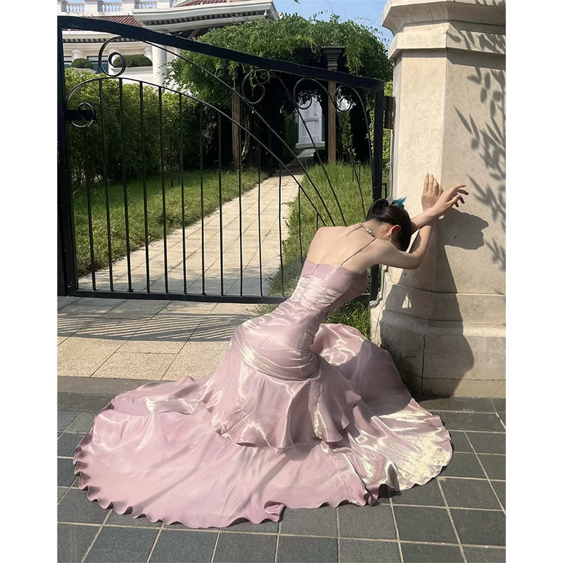 Adult Formal Dress Light luxury V-neck Suspender Iuxurious High-end Style Dress image 1