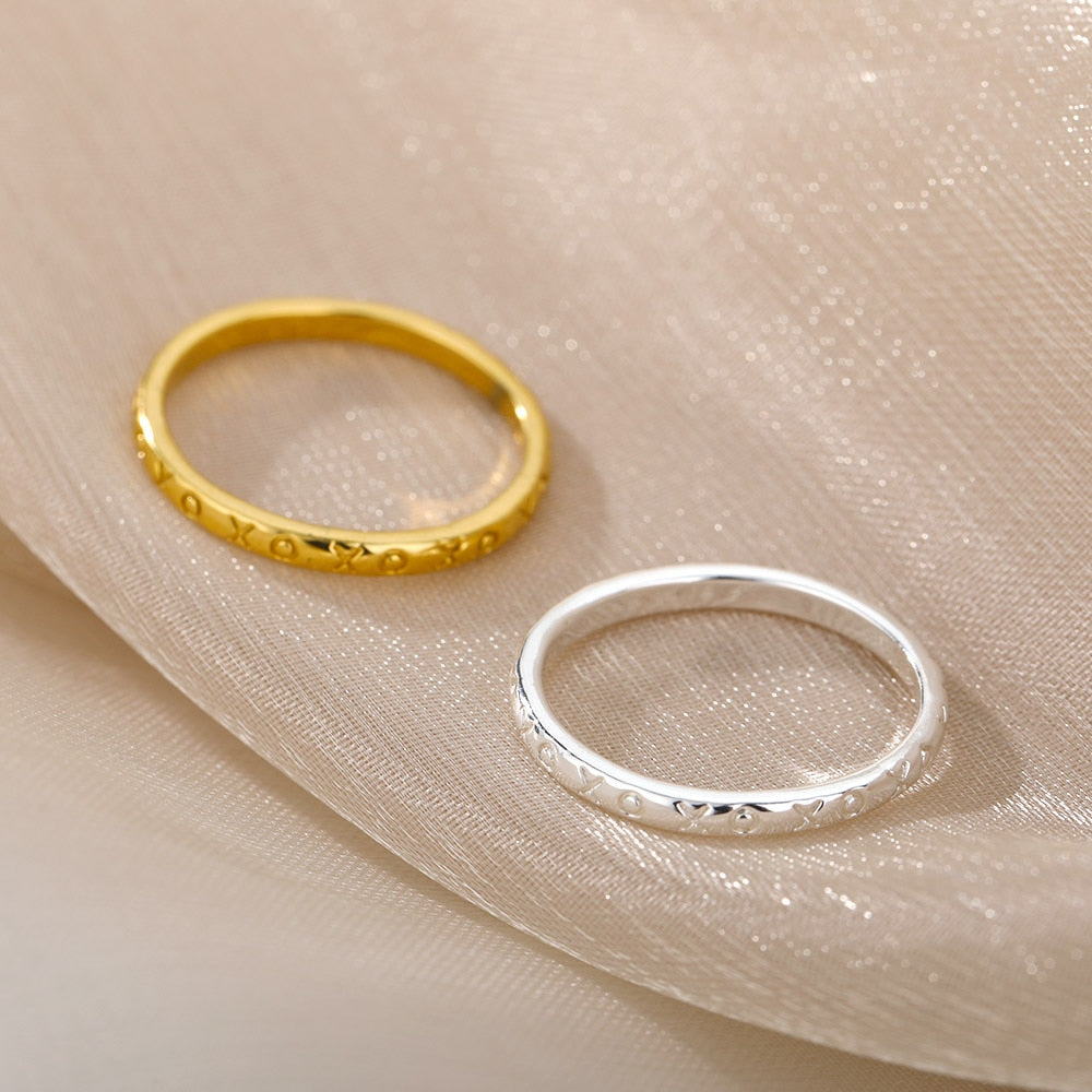 Simple Rings For Women Men Gold Color Stainless Steel Male Female image 4