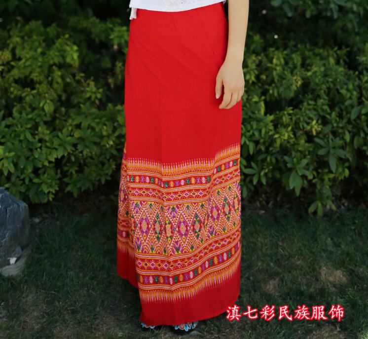 Thailand Women Skirt Pha Sin Traditional Festival Dai 98cm Long Sarong Ethnic S image 3