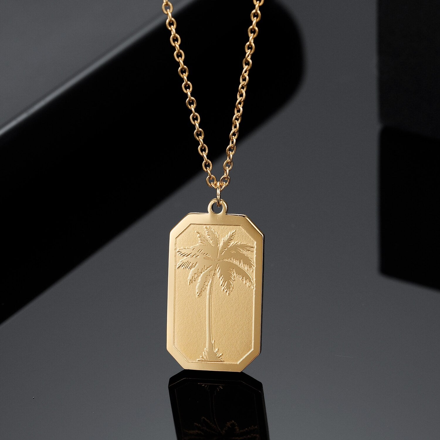 Necklace For Women With Palm Tree Gold Stainless Steel Chain Personalized image 8