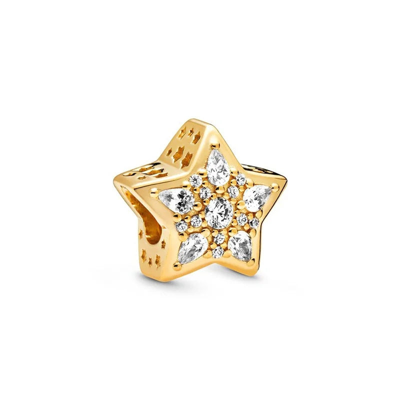 925 Sterling Silver Gold Color Family Tree Heart Crown Pendant Charm Fit Origin image 18