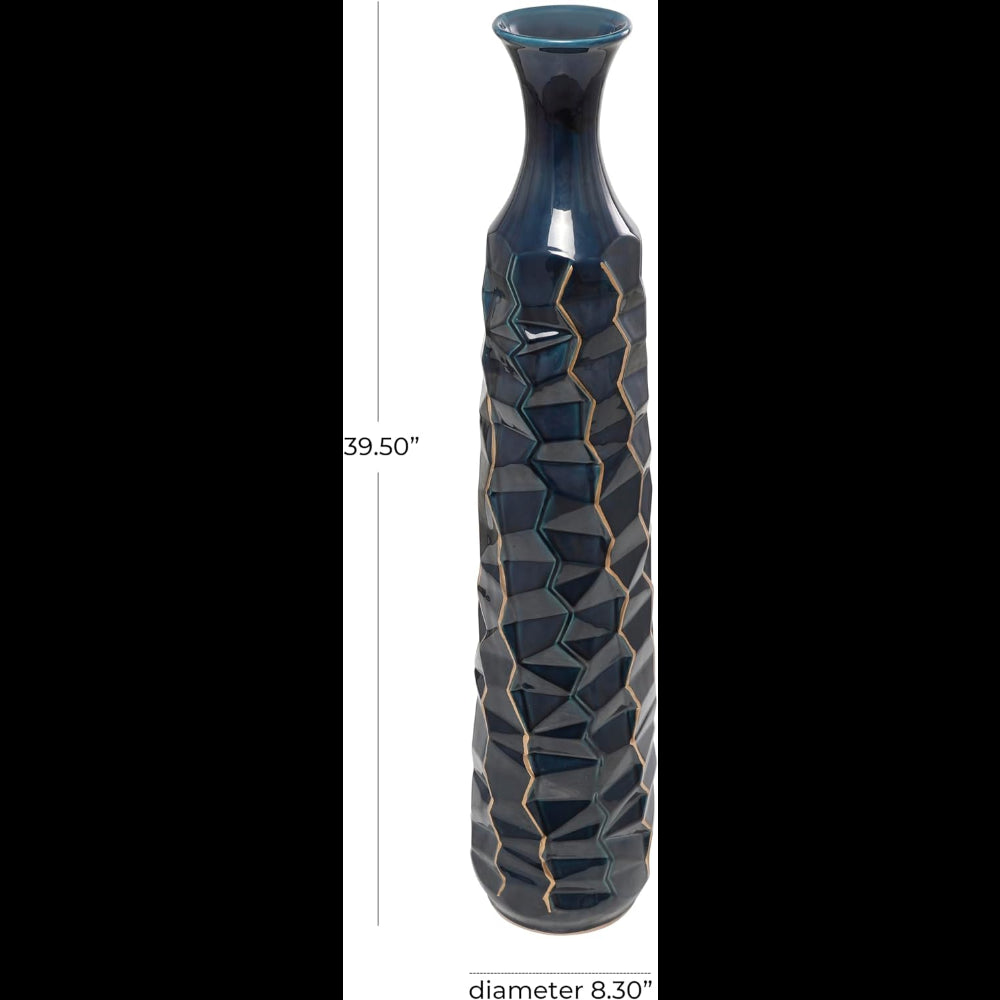 Ceramic Decorative Vase Tall Geometric Floor Centerpiece Vase with Gold Accents image 5