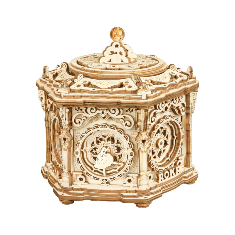 Robotime Rokr Music Box Starry Night 3D Wooden Puzzle Game Assembly Model Build image 6