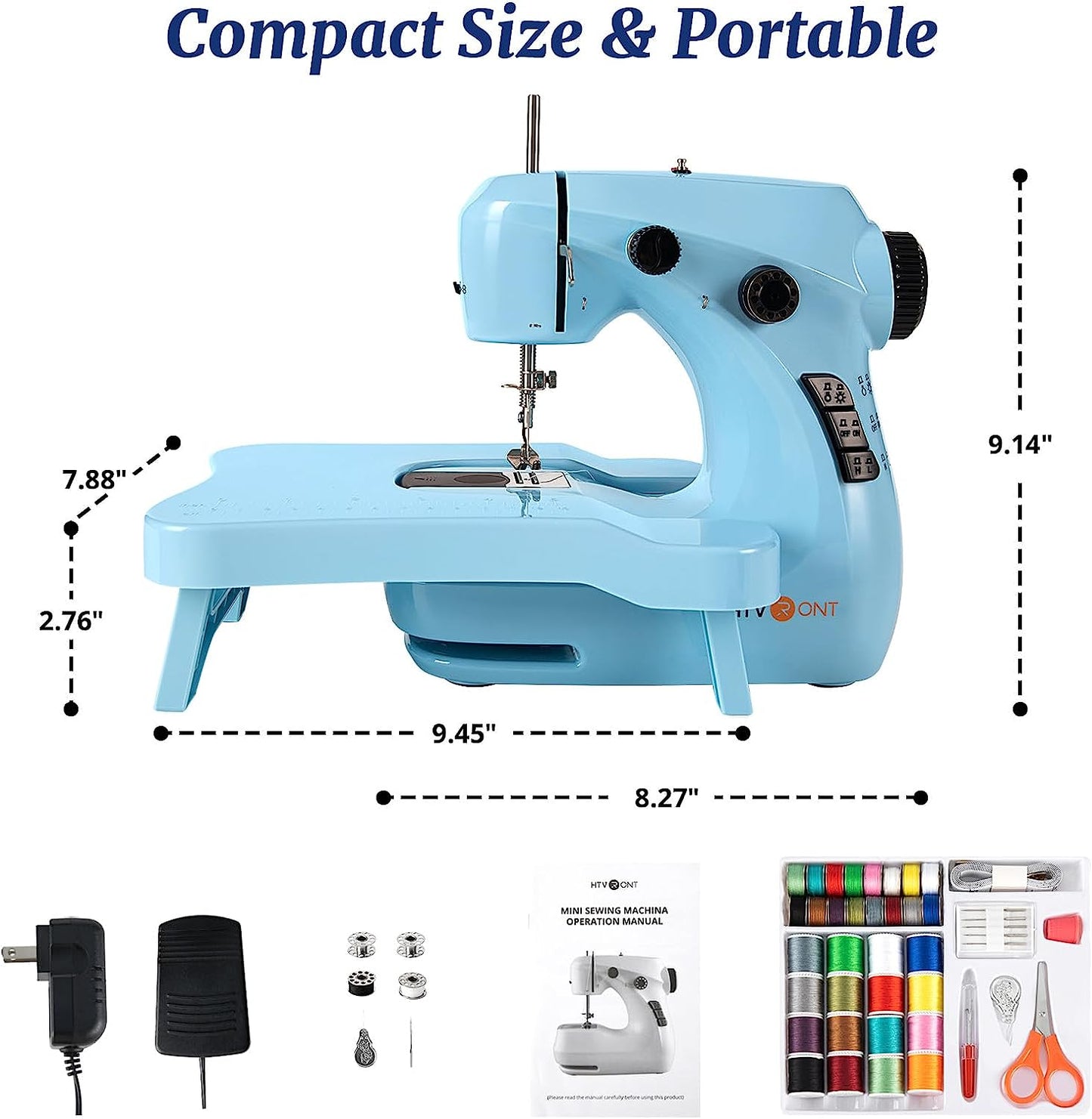 HTVRONT Mini Electric Sewing Machine for Beginners with 42 Pcs Set Portable Hou image 10