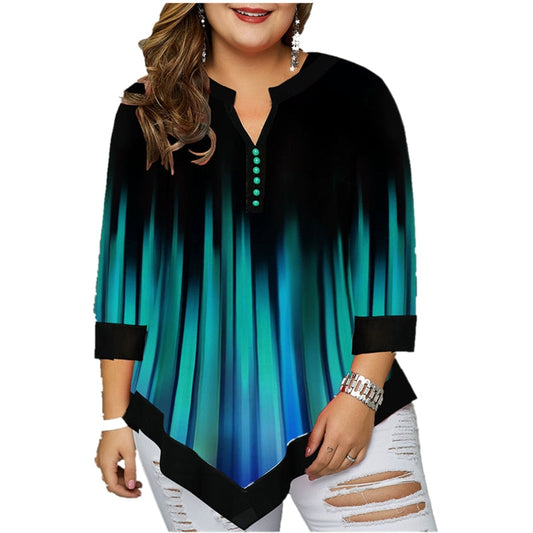 Ropa de mujer talla grande 5XL moda mujer primavera degradado estampado irregular