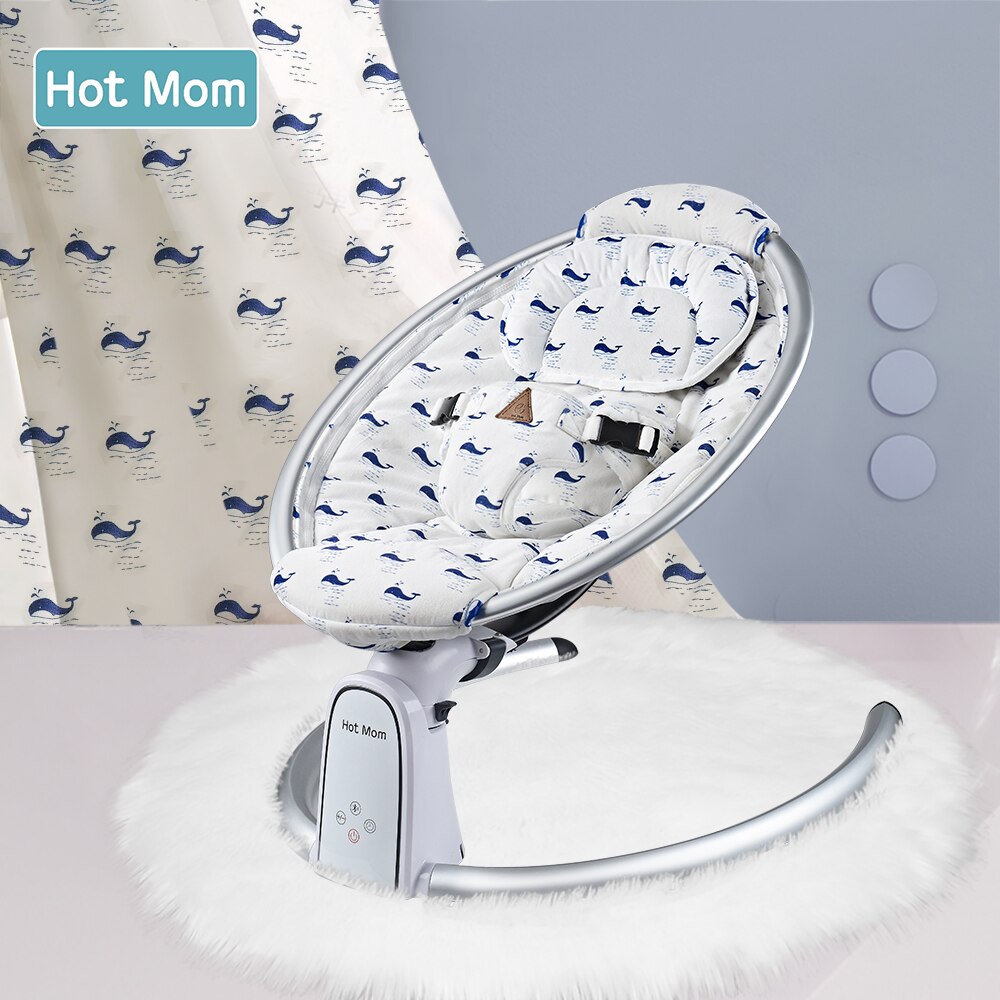 Columpio eléctrico para bebés Hot Mom con Bluetooth y ajuste de tiempo