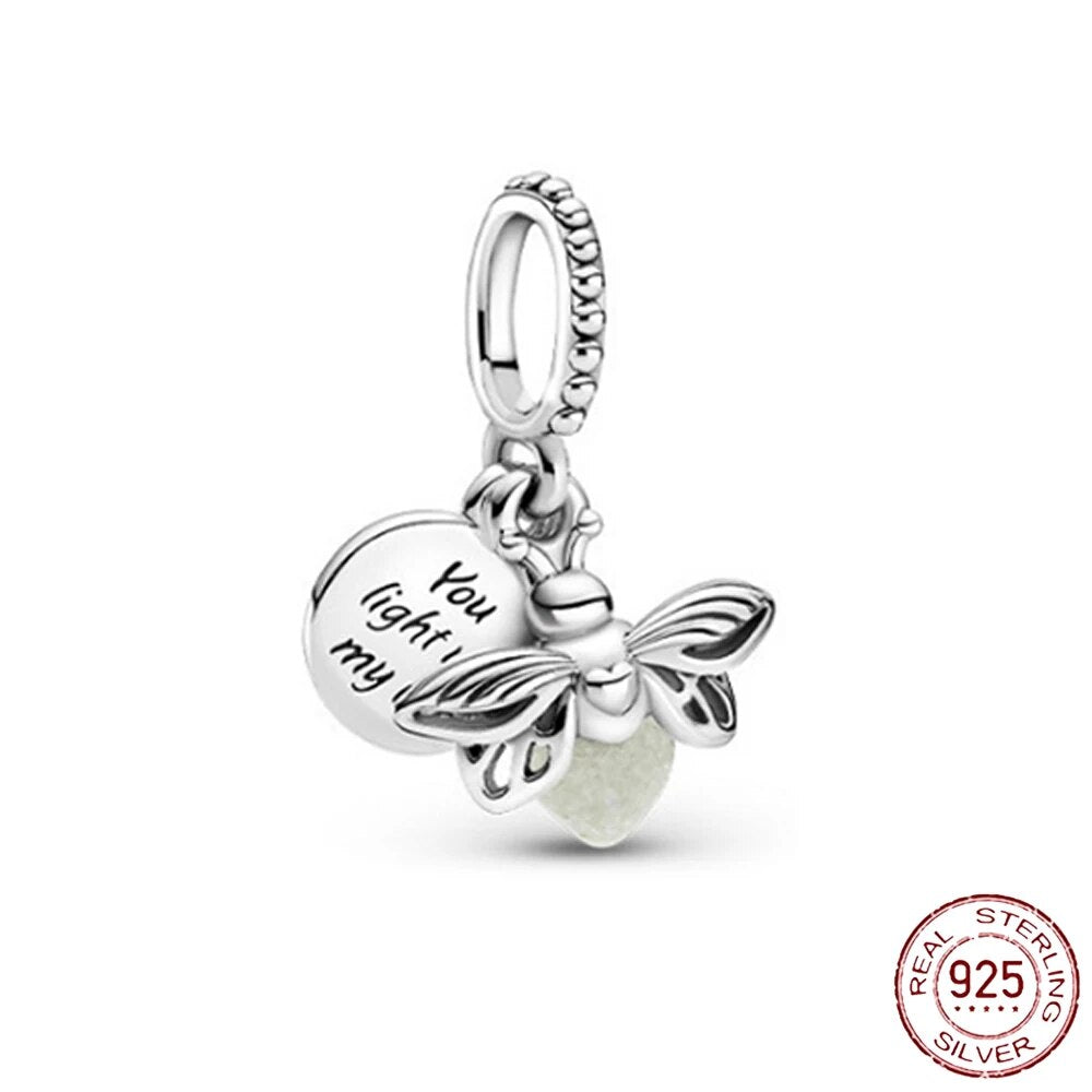 925 Sterling Silver Gold Color Family Tree Heart Crown Pendant Charm Fit Origin image 32