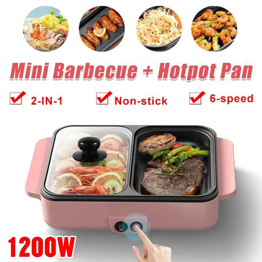 1200W Electric Hot Pot Cooker 110V BBQ Mini Grill Multifunctional Electric BBQ image 0