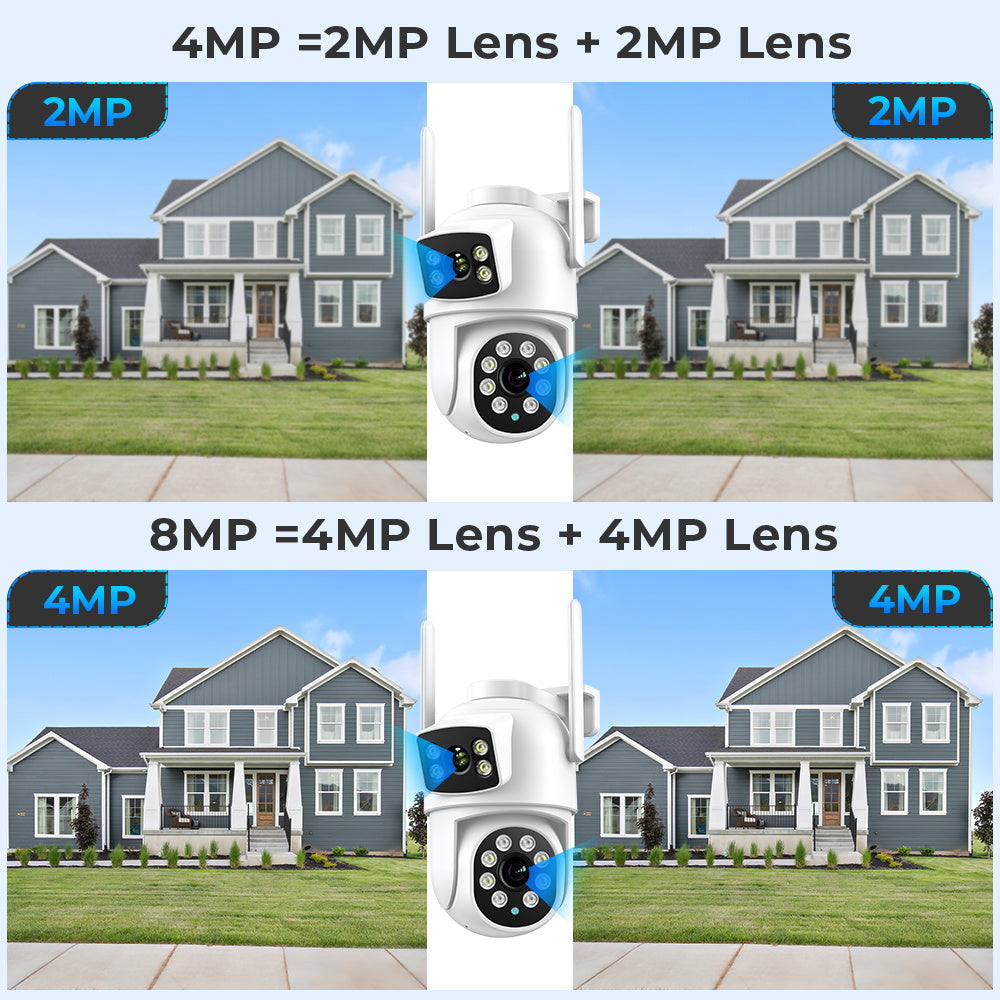 8MP 4K Wifi Security Camera Outdoor Dual Lens Dual Screens PTZ Surveillance Cam image 2