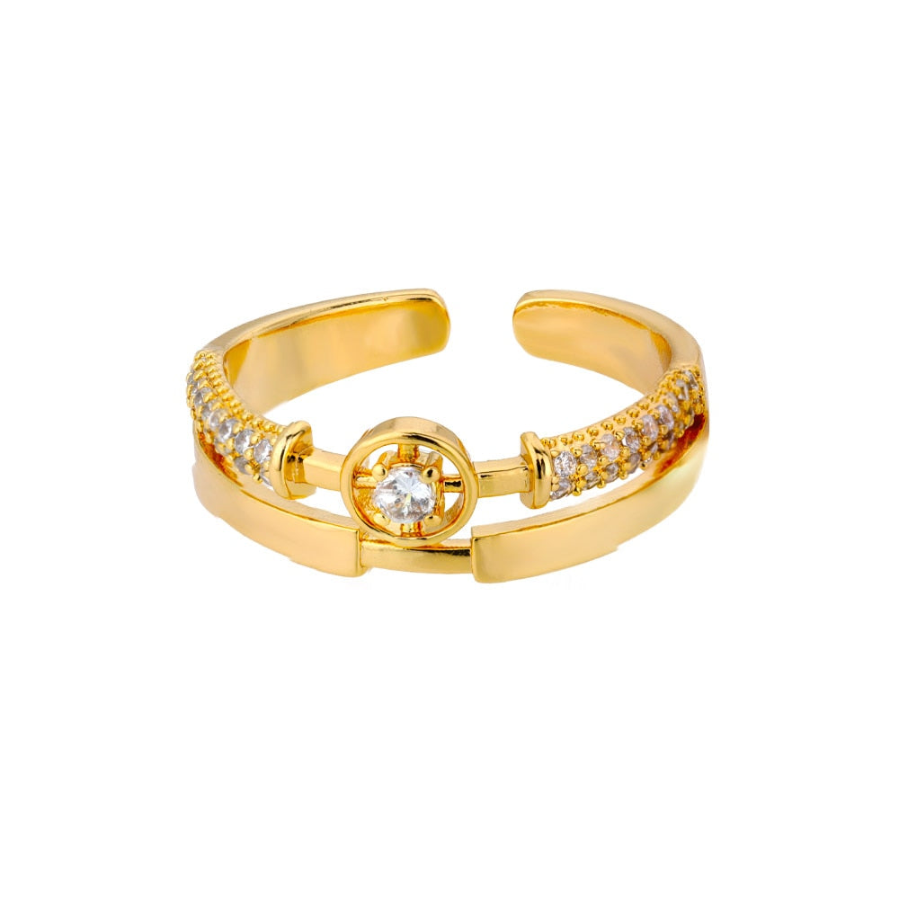 48 Style Women Stainless Steel Rings Gold Color Hollow Out Geometric Open Ring  image 39