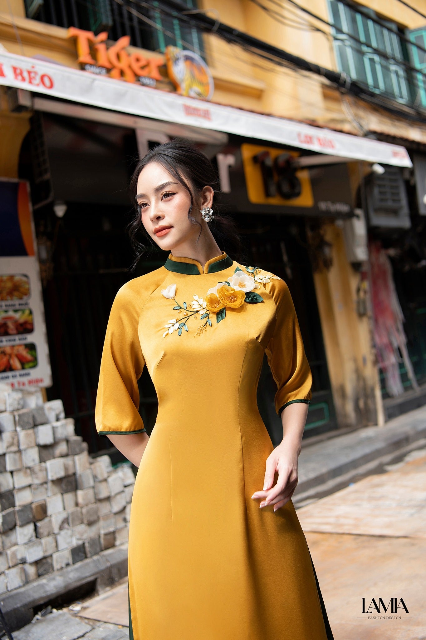 Customized Satin Acetate Women Aodai Vetnam Clothing Long Cheongsam Aodai Vietn image 3