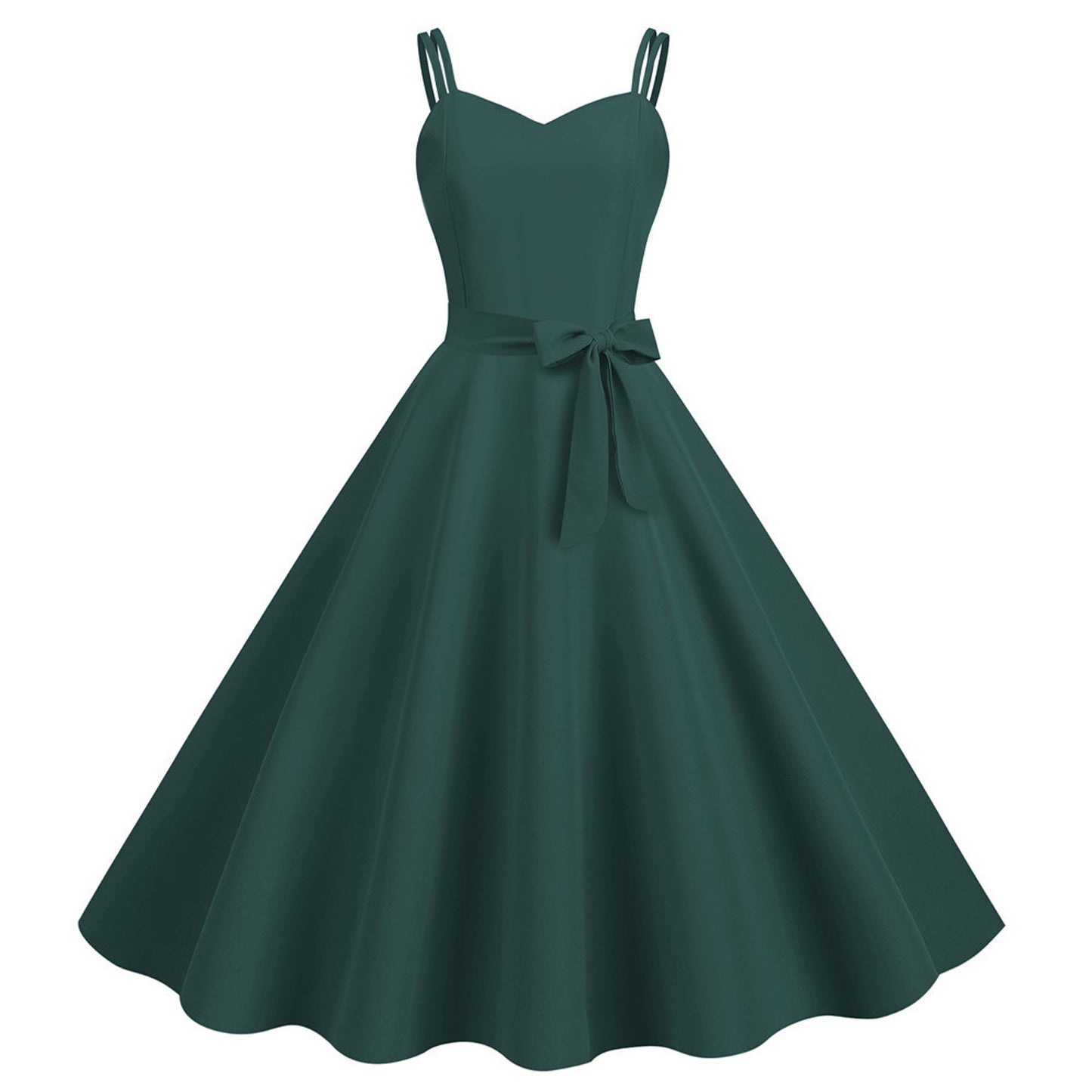 Women Casual Sleeveless Evening Party Prom Dress Strap A Line Large Swing Dress image 4