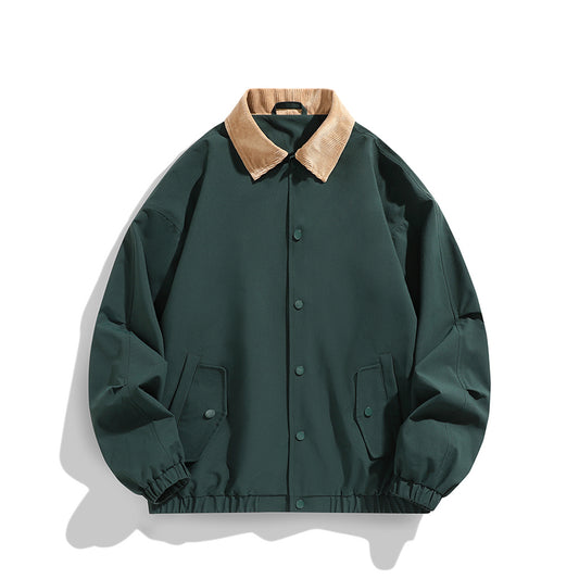 2024 Autumn New Style Jacket Men's American Style Retro Corduroy Lapel Baseball image 0