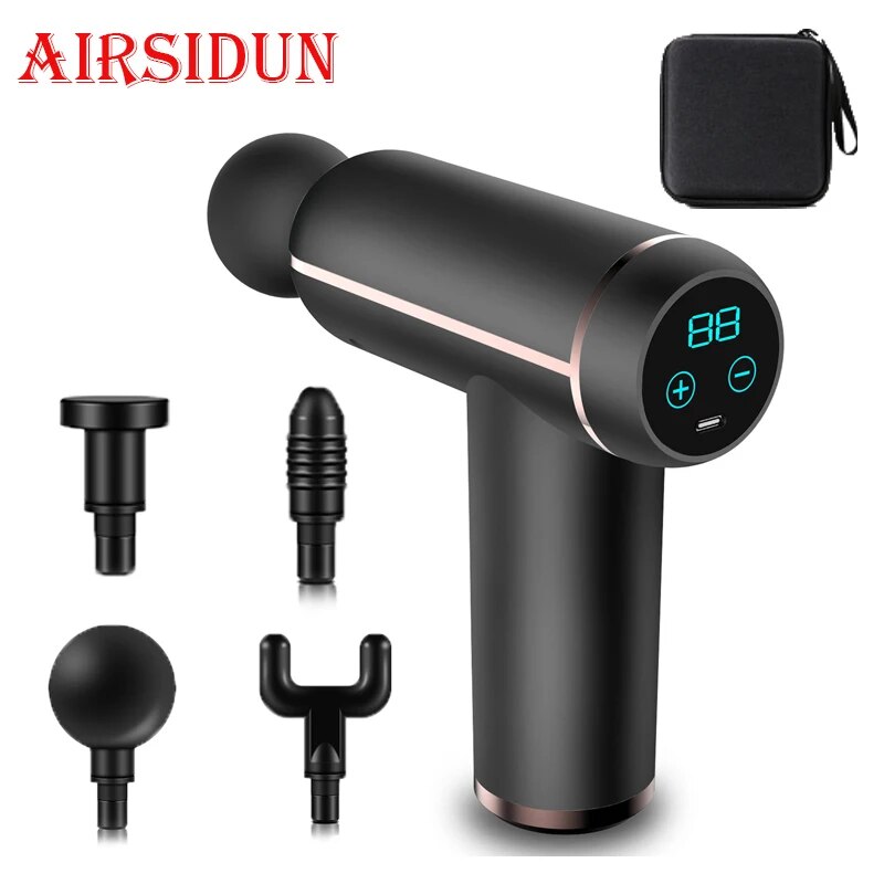 LCD Fascia Gun 4 Massage Heads Full Body Massage to Relieve Muscle Pain Portabl image 4